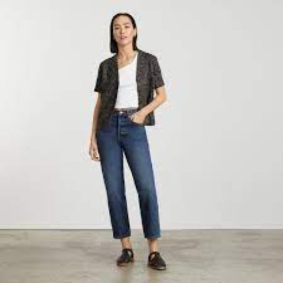 Everlane Blue and Tan Floral Button Down Shirt - Picture 9 of 14